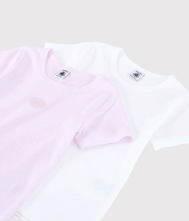 Lot de 2 tee-shirts petite fille en coton biologique multicouleur