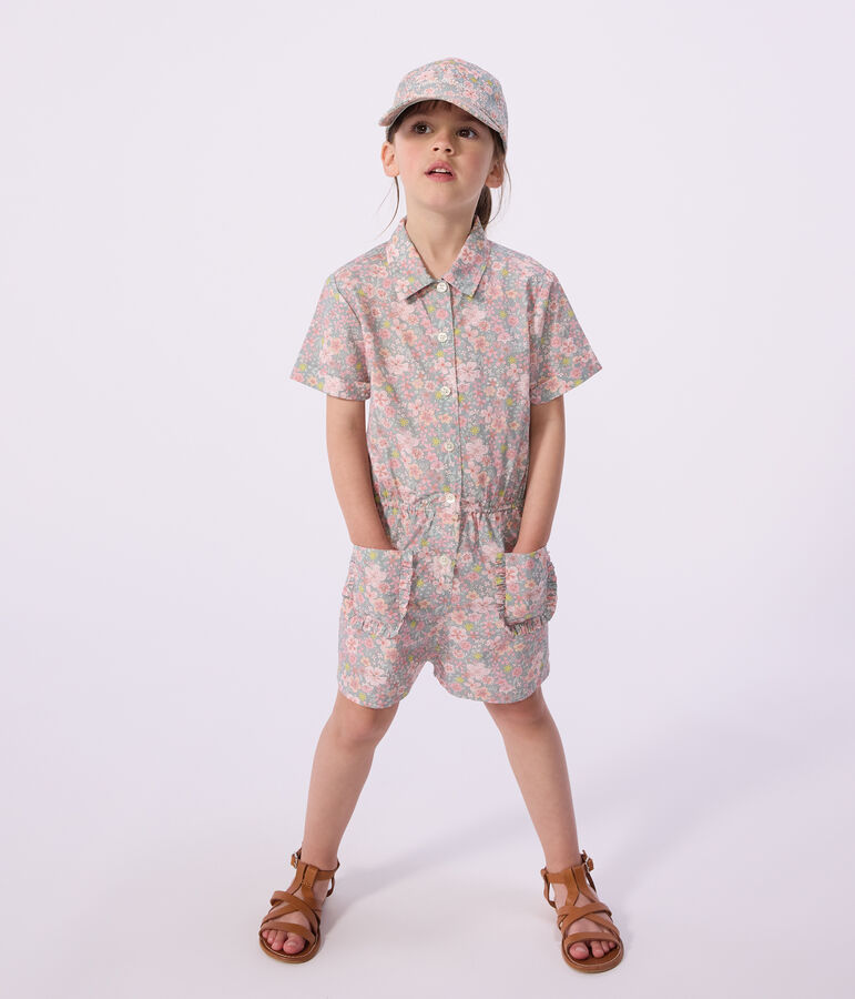 Combinaison courte enfant en coton bleu/multicouleur