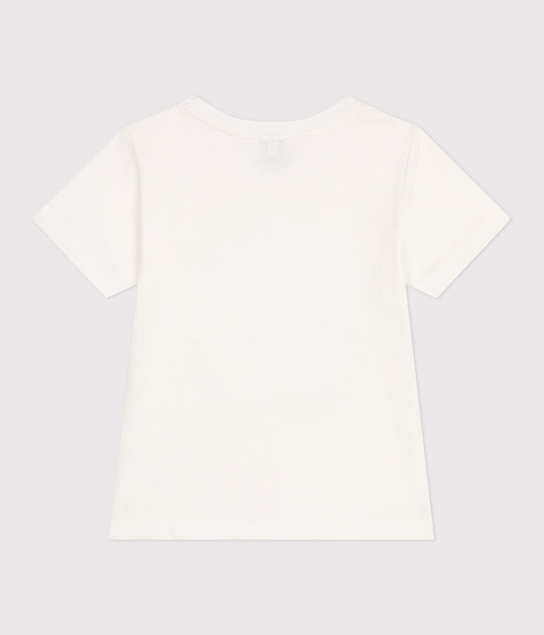 Teeshirt enfant mixte en coton manches courtes imprim&eacute; blanc MARSHMALLOW