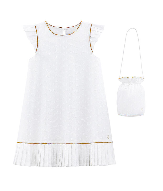 Robe et son sac de c&eacute;r&eacute;monie enfant fille blanc