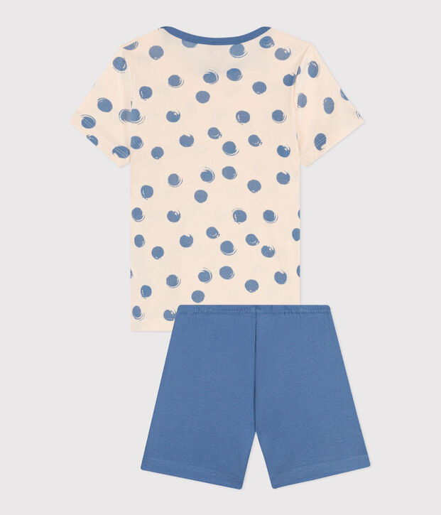 Pyjama short enfant en coton bleu/multicouleur