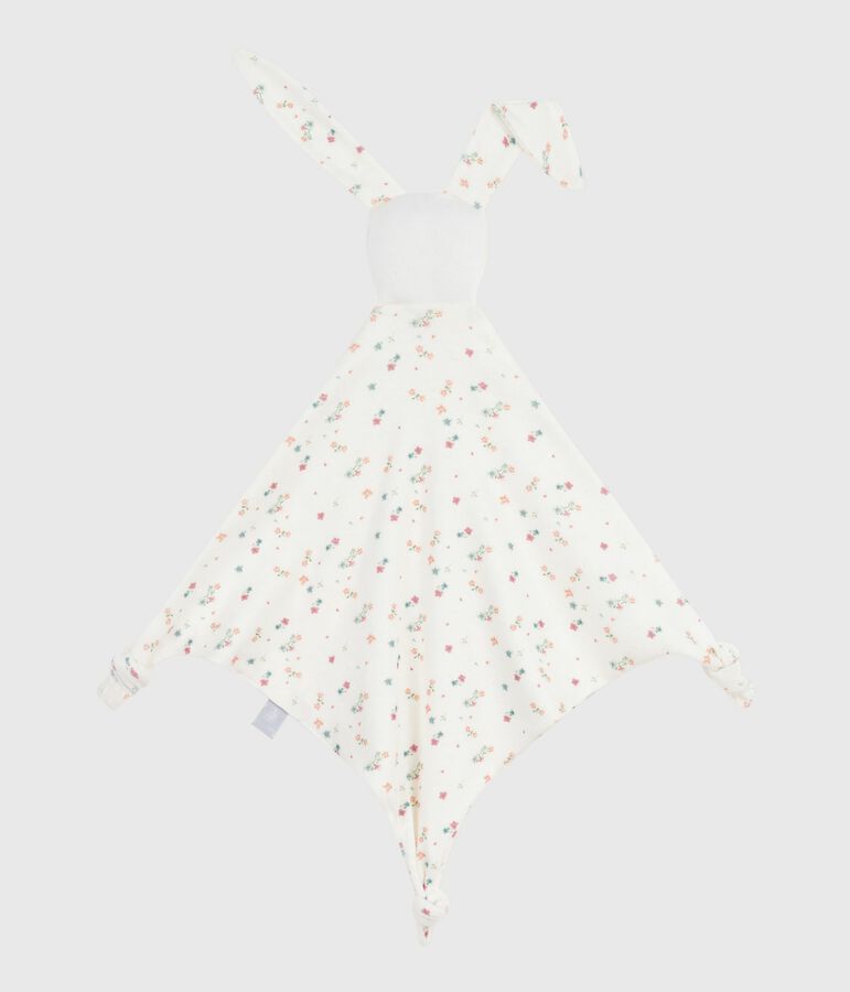 Doudou b&eacute;b&eacute; en coton imprim&eacute; fleuri blanc MARSHMALLOW/blanc MULTICO