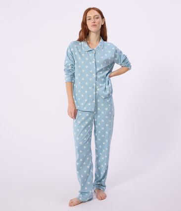 Pyjama boutonné femme en coton imprimé