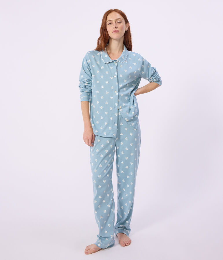 Pyjama boutonn&eacute; femme en coton imprim&eacute; MIMI/ ECUME