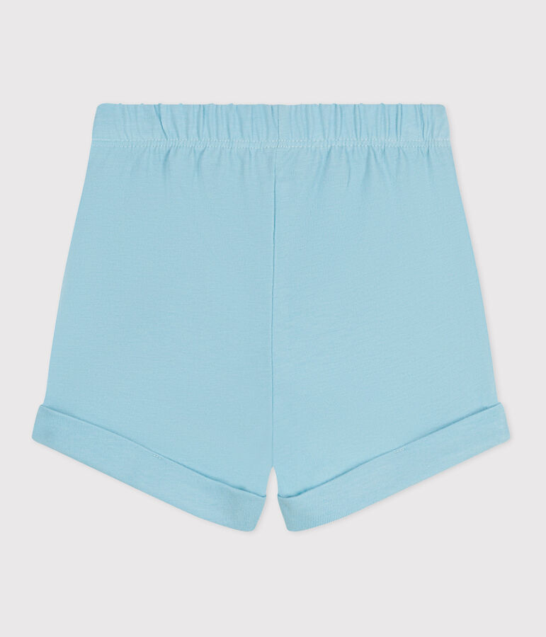 Short b&eacute;b&eacute; en coton uni bleu AQUATIC