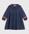 Robe enfant en denim manches longue unie bleu