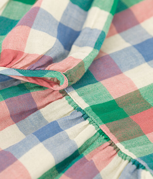 Robe manches longues en gaze de coton b&eacute;b&eacute; &eacute;cru/multicouleur