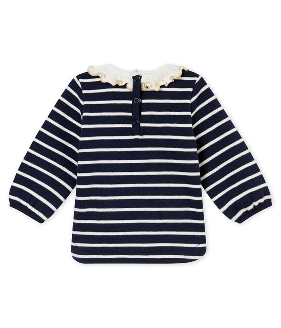 Marinière bébé fille bleu SMOKING/blanc MARSHMALLOW