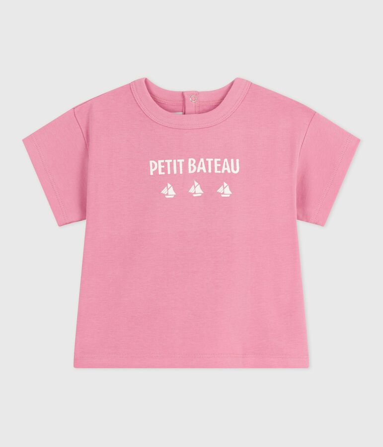 Tee-shirt b&eacute;b&eacute; en coton &agrave; manches courtes, motif chat rose BOUDOIR