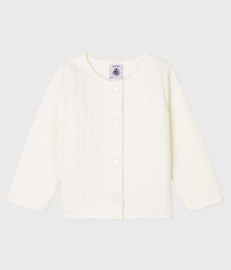 Cardigan b&eacute;b&eacute; fille - gar&ccedil;on en tubique matelass&eacute; blanc MARSHMALLOW