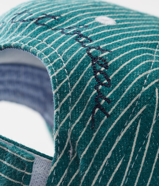 Casquette en maille rayée bébé garçon vert OLIVIER/blanc MARSHMALLOW