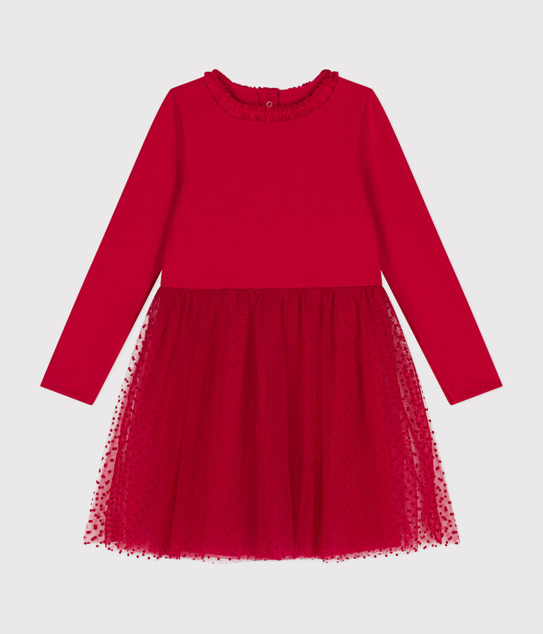 Robe en jersey lourd et tulle enfant fille COULIS