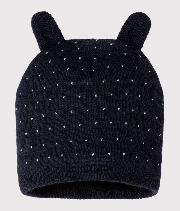 Bonnet doubl&eacute; polaire b&eacute;b&eacute; mixte bleu/blanc