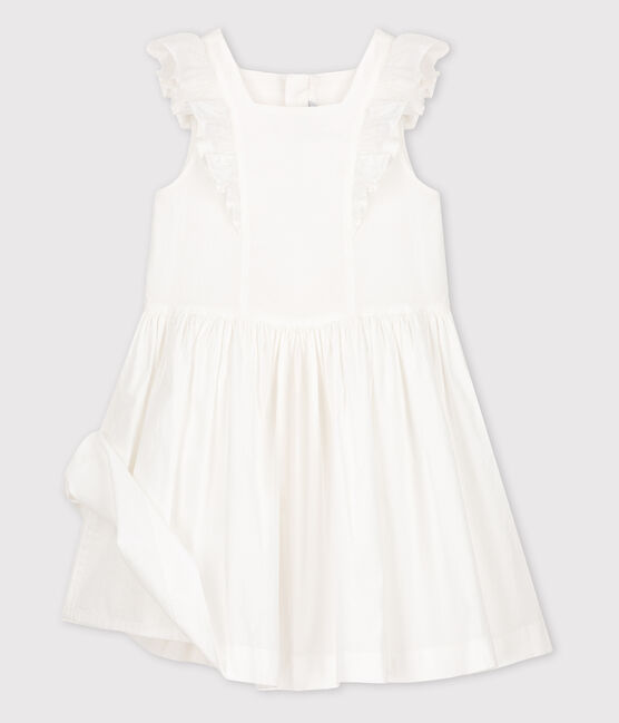 Robe cérémonie en popeline enfant fille blanc ECUME