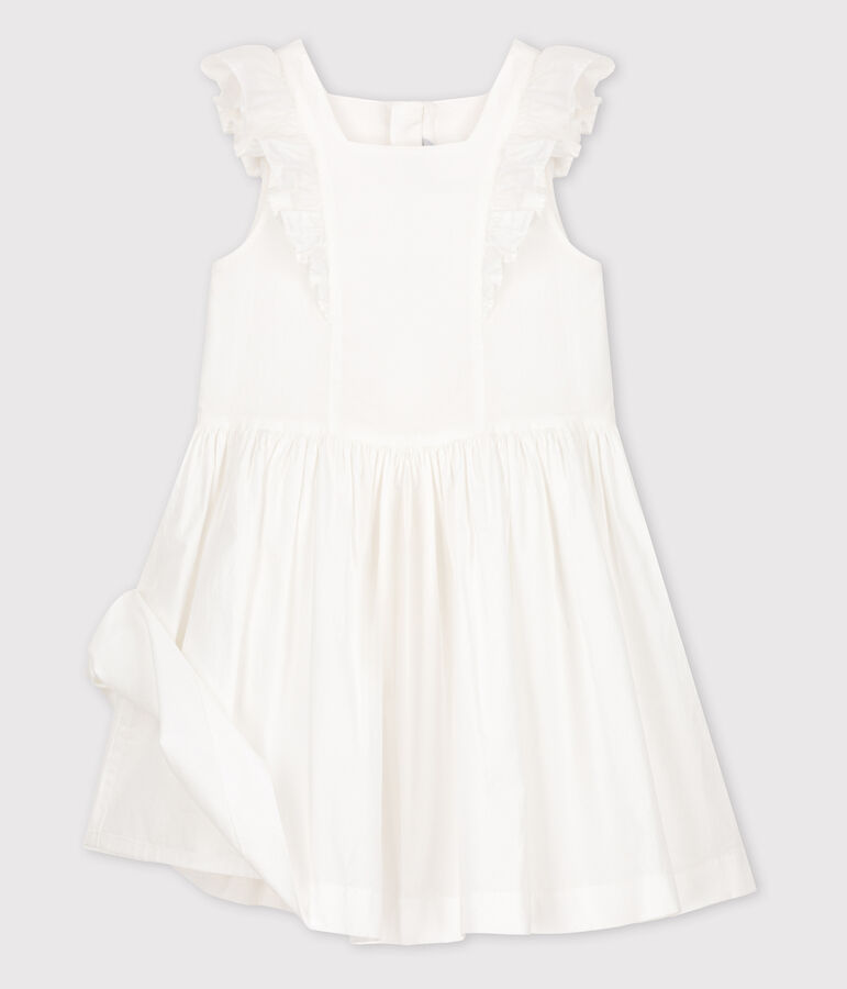 Robe c&eacute;r&eacute;monie en popeline enfant fille blanc