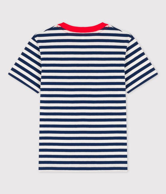 T-shirt manches courtes en coton enfant garçon bleu MEDIEVAL/blanc MARSHMALLOW