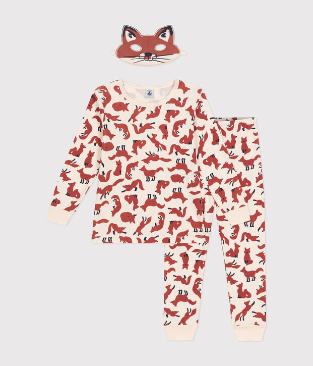 Pyjama d&eacute;guisement renard en coton enfant &eacute;cru/multicouleur