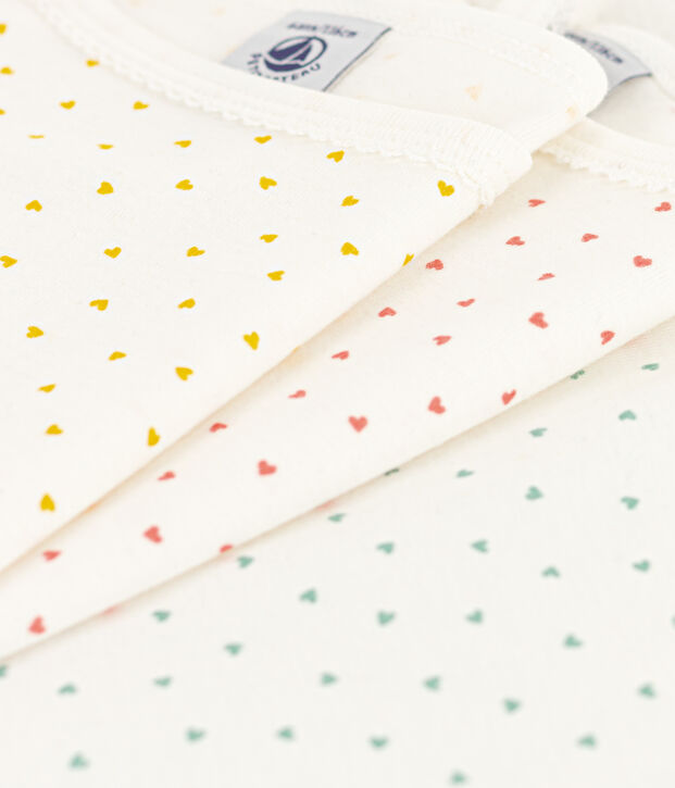 Lot de 3 chemises &agrave; bretelles petits coeurs en coton petite fille multicouleur