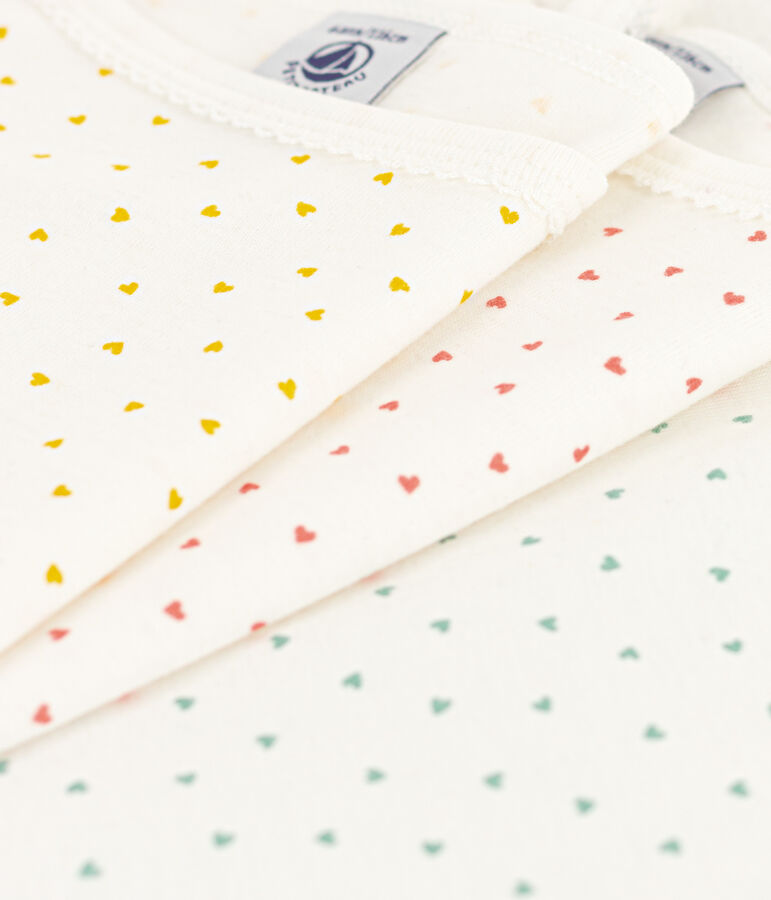 Lot de 3 chemises &agrave; bretelles petits coeurs en coton petite fille multicouleur