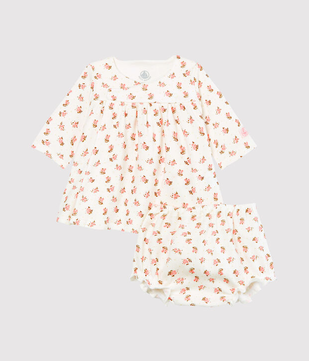 Robe et bloomer b&eacute;b&eacute; fille blanc/multicouleur