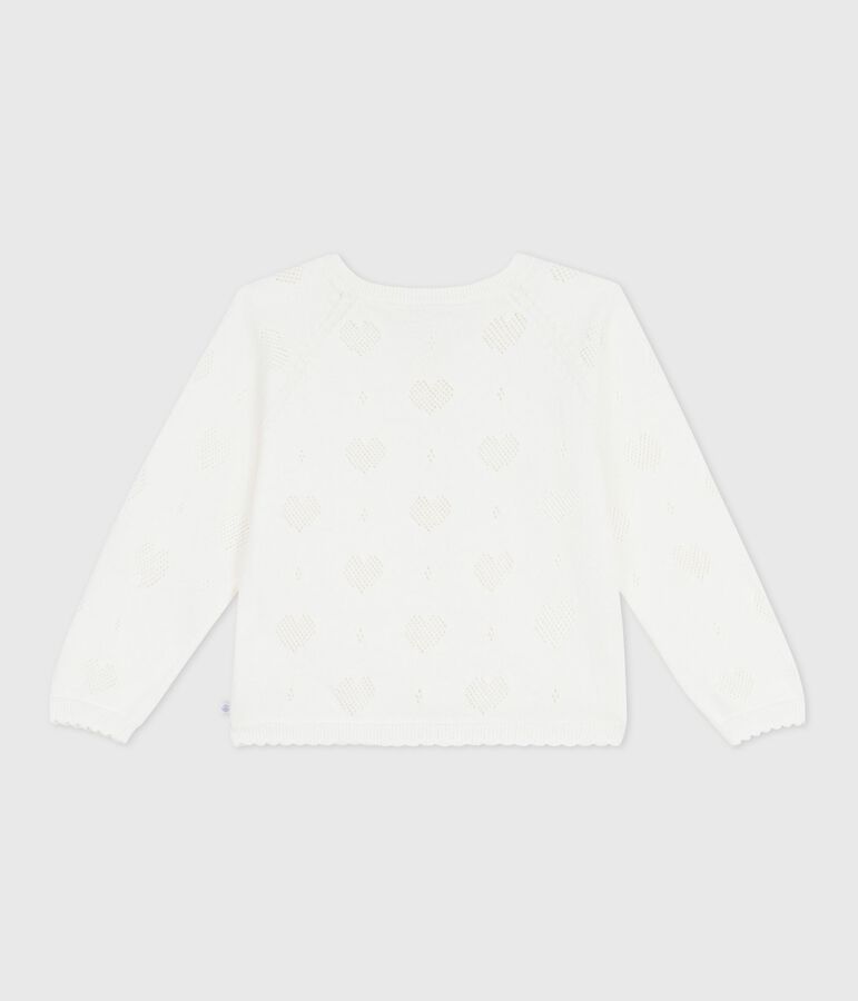 Cardigan enfant en coton uni blanc MARSHMALLOW