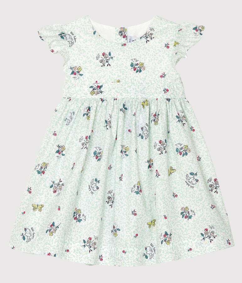 Robe manches courtes b&eacute;b&eacute; fille imprim&eacute;e blanc MARSHMALLOW/blanc MULTICO