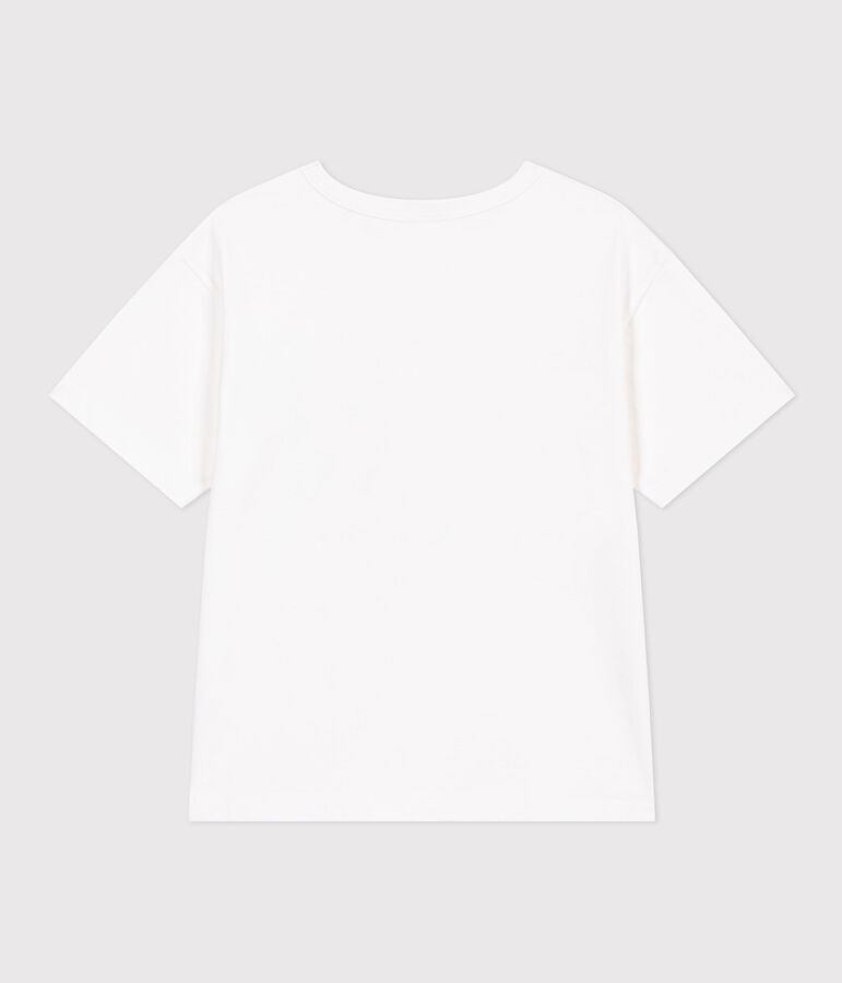 Tee-shirt enfant manches courtes en coton blanc MARSHMALLOW/blanc MULTICO