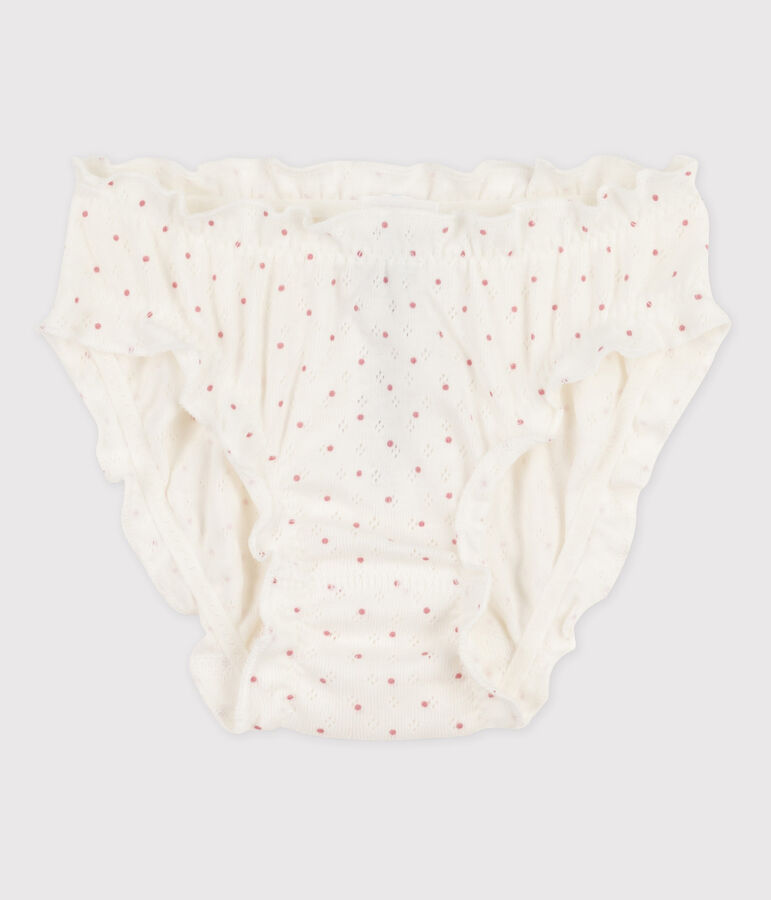 Culotte petite fille en coton blanc MARSHMALLOW/rose CHARME