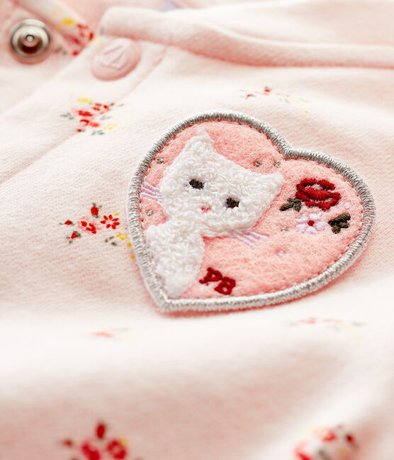 Teddy imprimé en molleton bébé fille rose FLEUR/blanc MULTICO