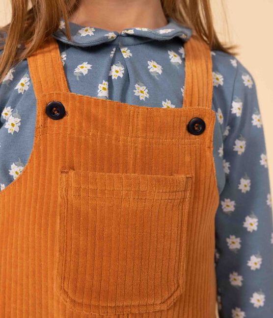 Robe salopette en bouclette velours enfant fille marron ECUREUIL