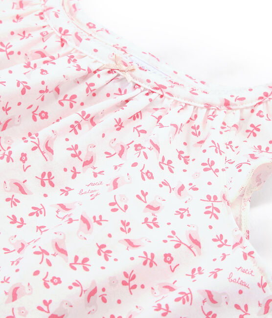 Chemise de nuit petite fille en coton fin blanc MARSHMALLOW/ MULTICO CN