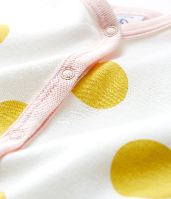 Dors bien sans pieds bébé fille en côte blanc MARSHMALLOW+BLE