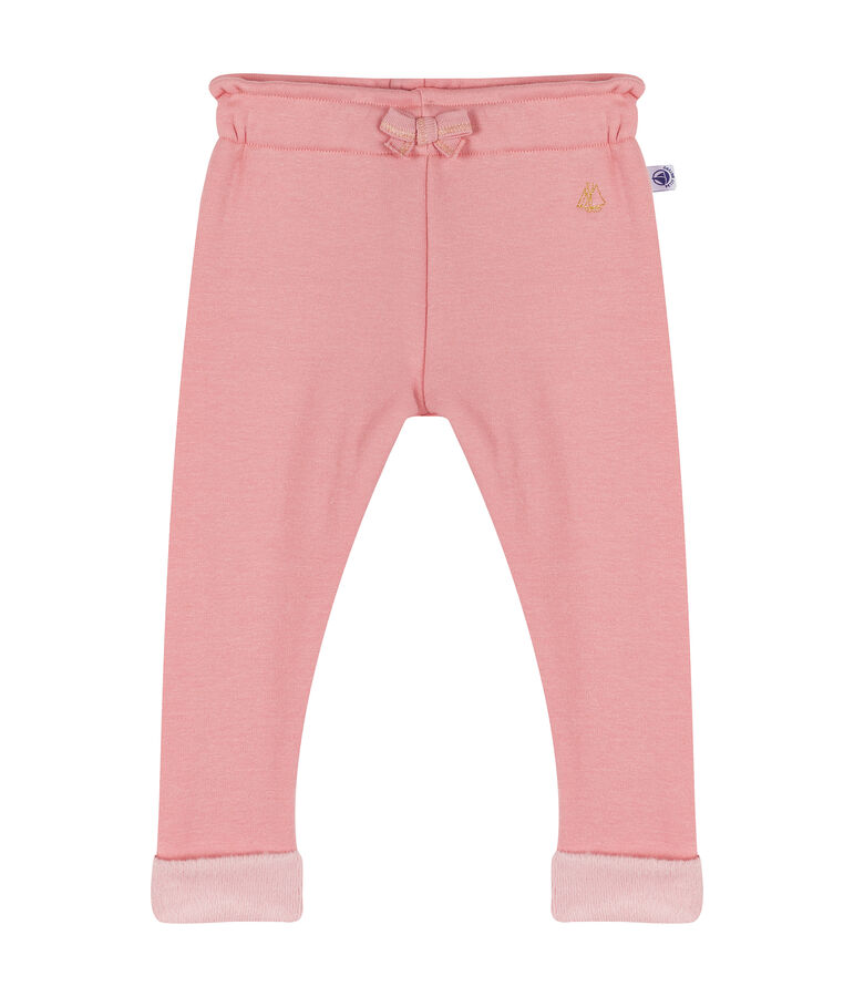 Pantalon b&eacute;b&eacute; fille en maille velours rose CHARME CN