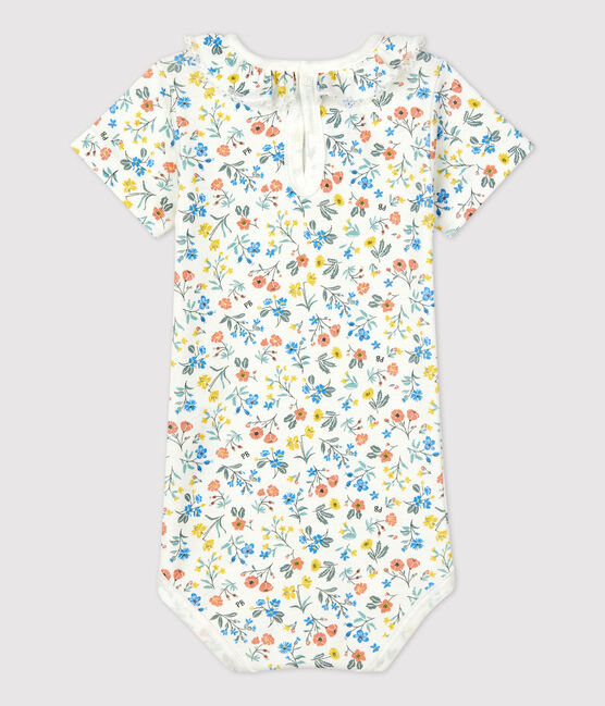 Body à collerette imprimé fleuri en coton bébé blanc MARSHMALLOW/blanc MULTICO