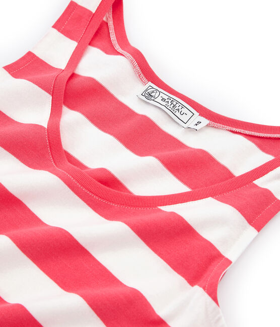 Robe sans manche femme rose GROSEILLER/blanc MARSHMALLOW