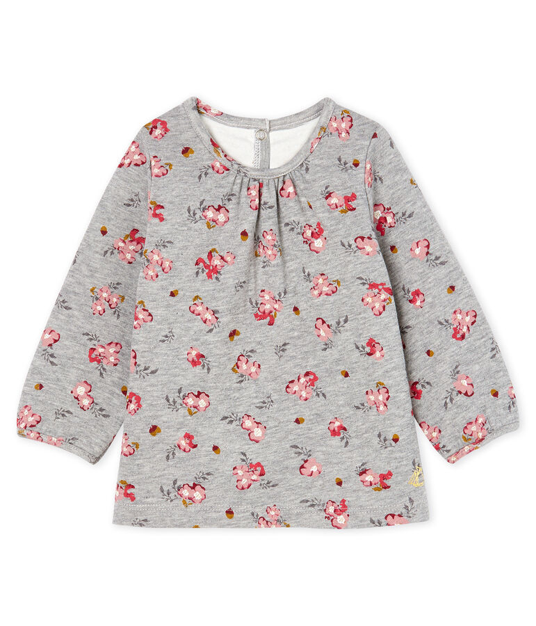 Blouse manches longues b&eacute;b&eacute; fille imprim&eacute;e gris/multicouleur