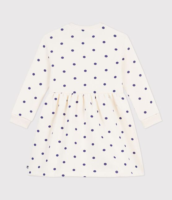 Robe enfant manches longue en coton imprimée pois bleu MILK/ SOIR