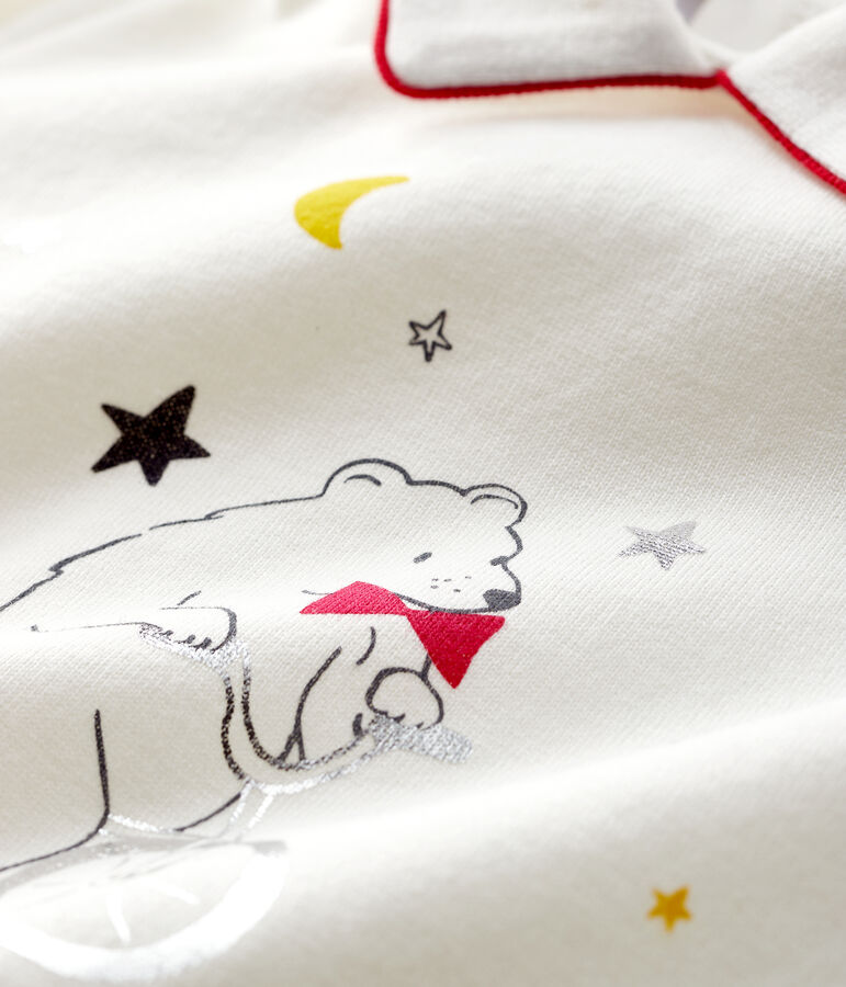 Tee-shirt avec col polo b&eacute;b&eacute; gar&ccedil;on blanc MARSHMALLOW