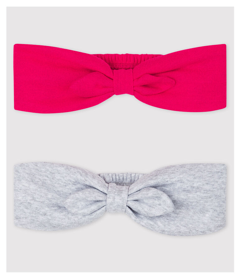Lot de 2 bandeaux cheveux unis b&eacute;b&eacute; fille multicouleur