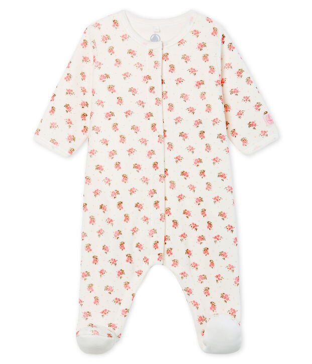 Bodyjama b&eacute;b&eacute; fille en velours blanc/multicouleur
