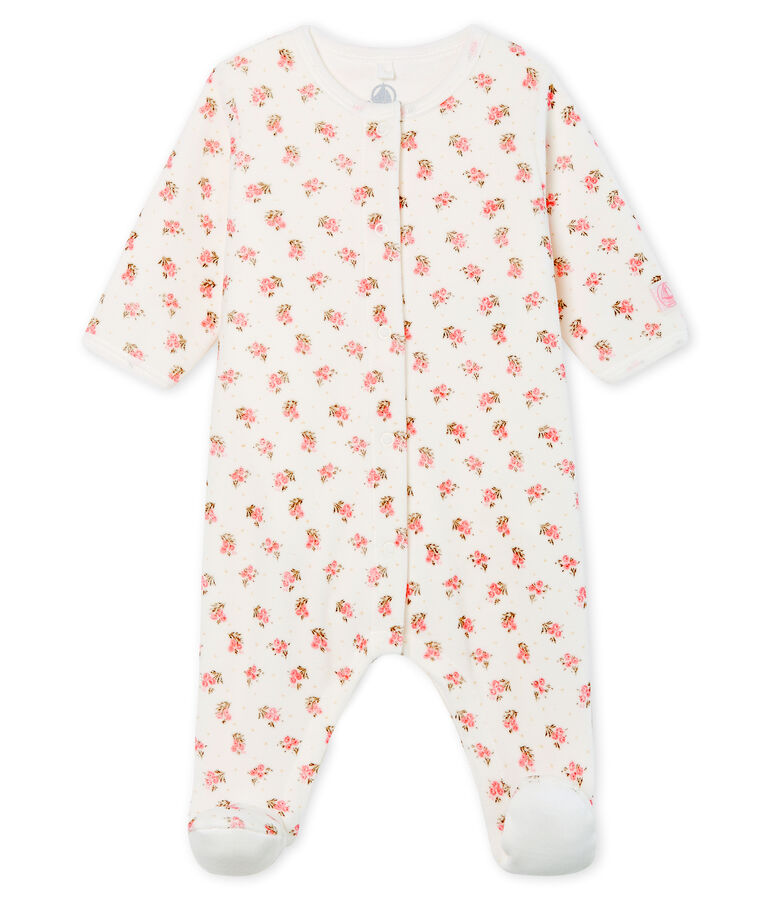 Bodyjama b&eacute;b&eacute; fille en velours blanc MARSHMALLOW/blanc MULTICO