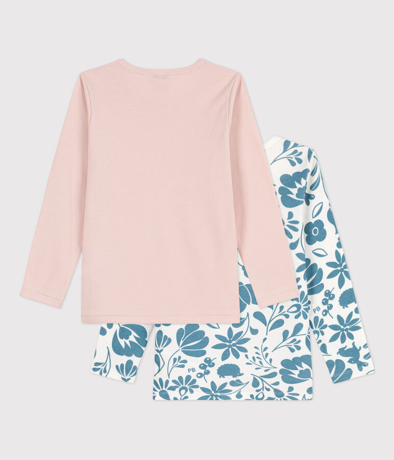 Lot de 2 tee-shirts manches longues fleur petite fille en coton multicouleur