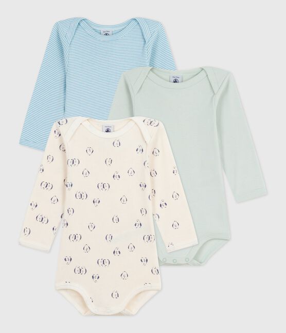 Lot de bodies manches longues en coton imprimé pingouins bébé variante 1