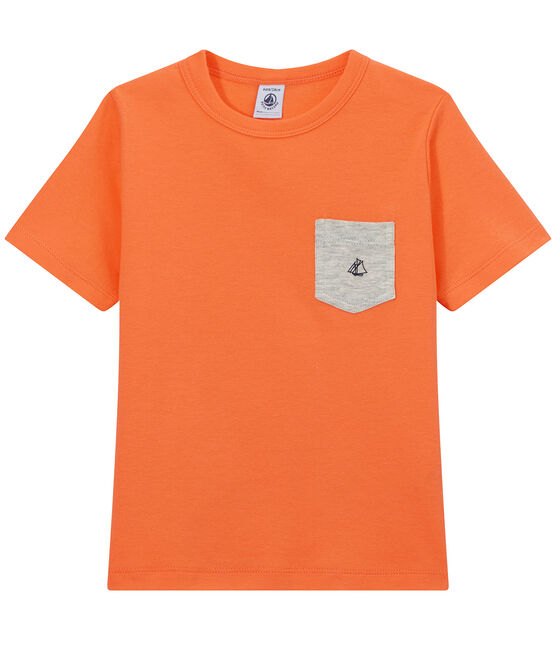 T-shirt garçon à poche poitrine orange ORIENT