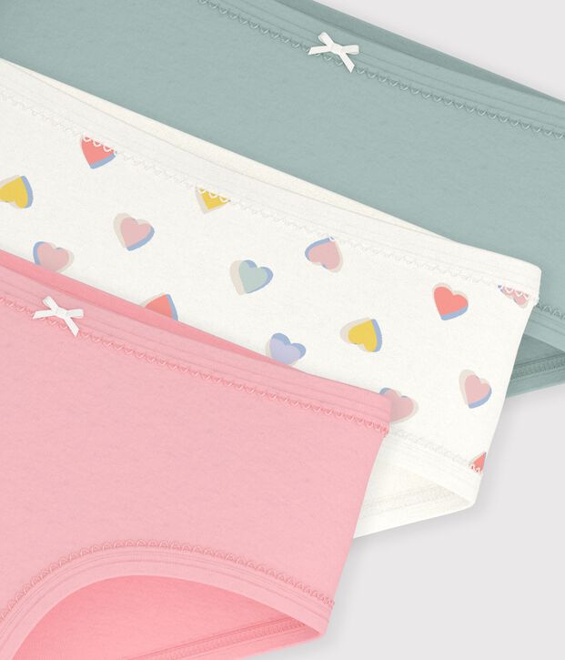 Lot de culottes enfant en coton taille haute &agrave; c&oelig;urs multicouleur