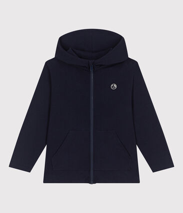 Sweatshirt zippé à capuche enfant en coton uni