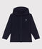 Sweatshirt zippé à capuche enfant en coton uni bleu SMOKING