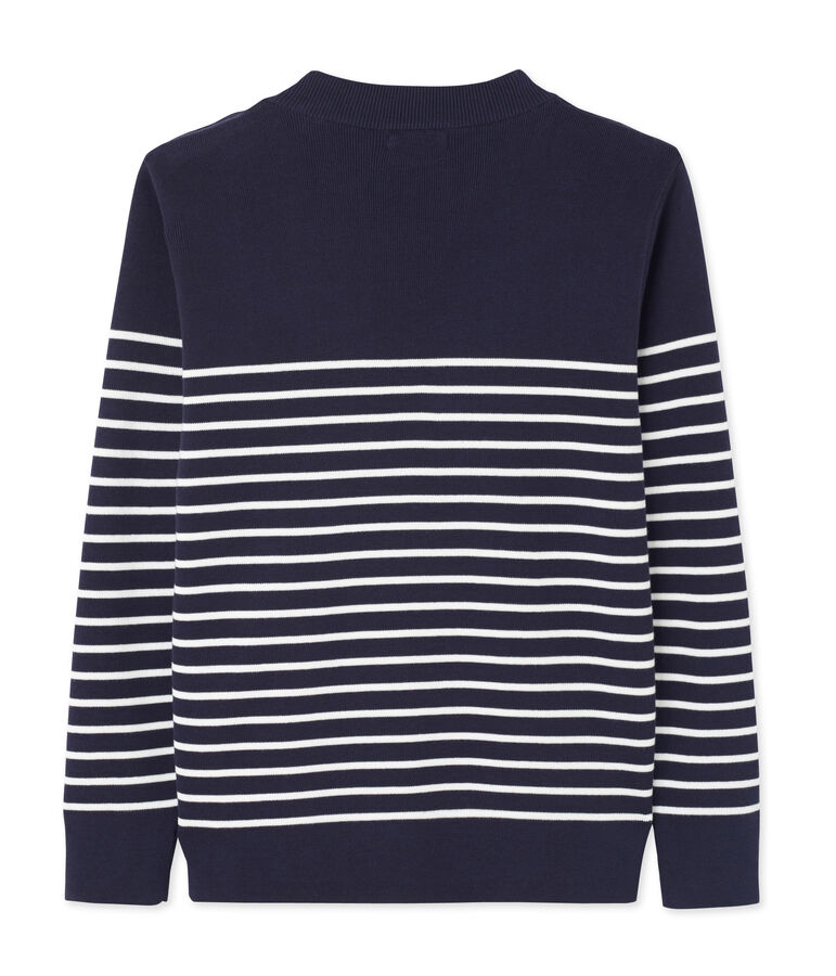 Pull marin homme &agrave; rayure plac&eacute;e bleu/blanc