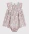 Robe b&eacute;b&eacute; en coton manches courtes et son bloomer imprim&eacute;s fleurs bleu/multicouleur