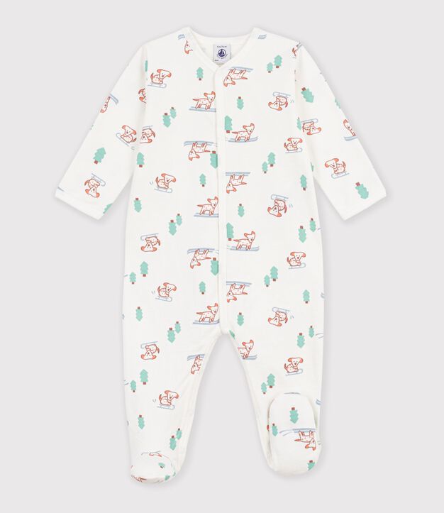 Pyjama b&eacute;b&eacute; en molleton imprim&eacute; chien blanc/multicouleur